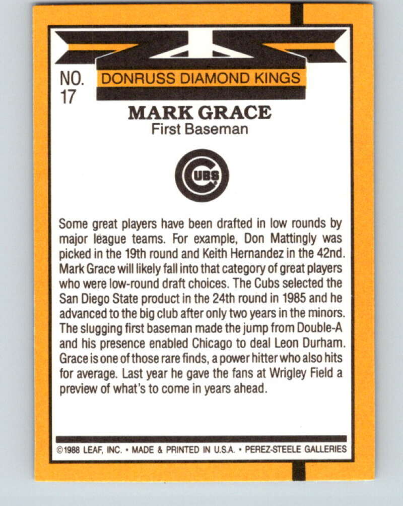 1989 Donruss #17 Mark Grace DK Mint Chicago Cubs