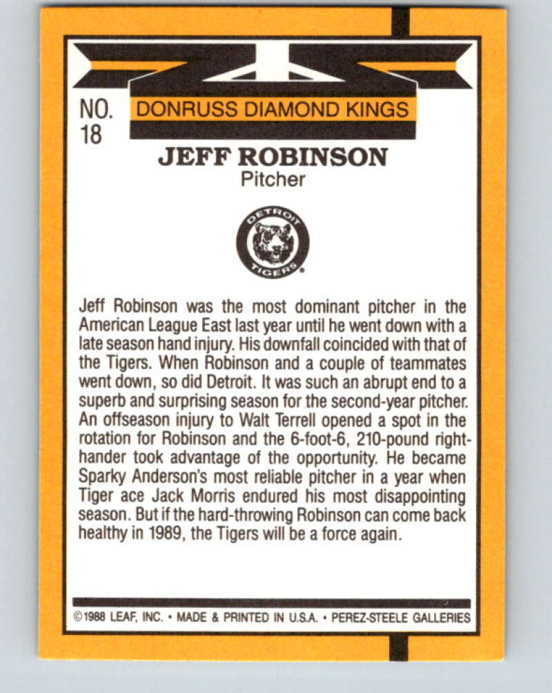 1989 Donruss #18 Jeff Robinson DK Mint Detroit Tigers Image 2
