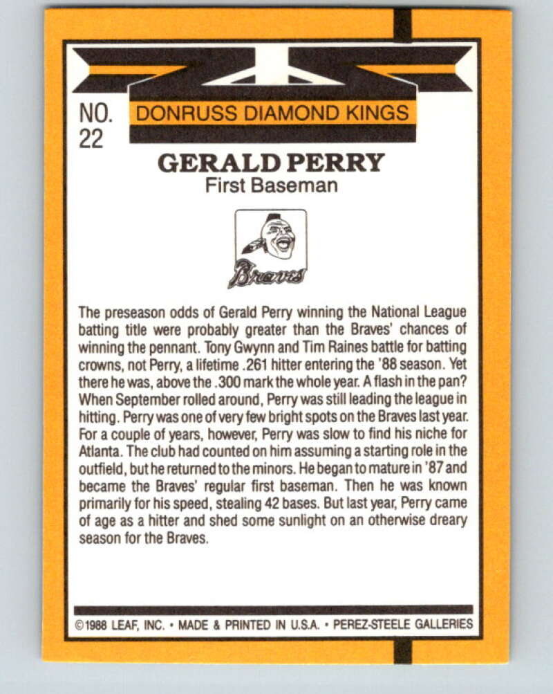 1989 Donruss #22 Gerald Perry DK Mint Atlanta Braves