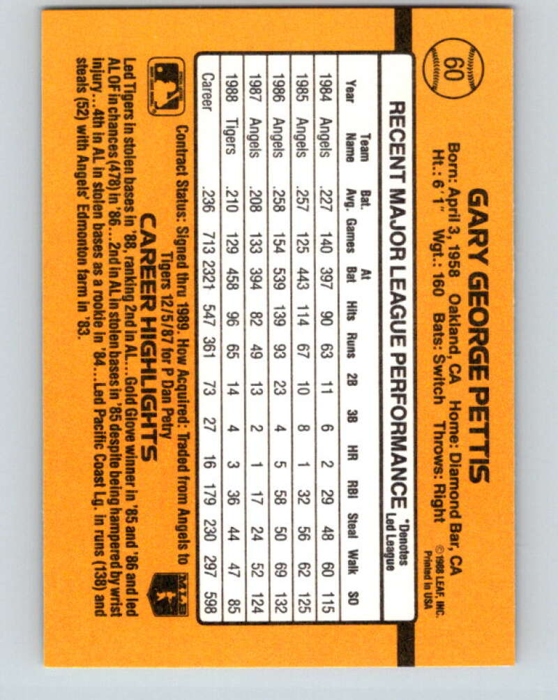 1989 Donruss #60 Gary Pettis Mint Detroit Tigers