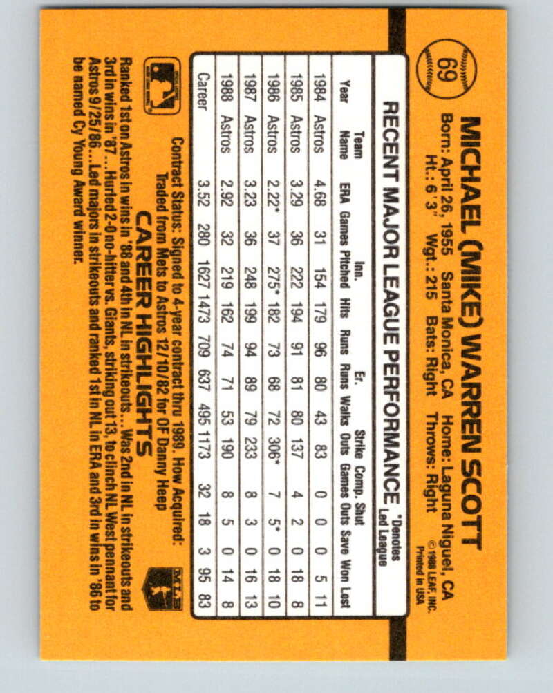 1989 Donruss #69 Mike Scott Mint Houston Astros