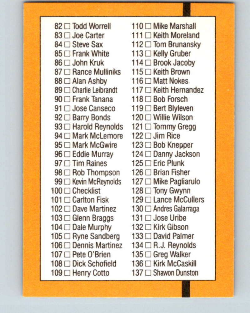 1989 Donruss #100 Checklist 28-137 Mint checklist Image 2