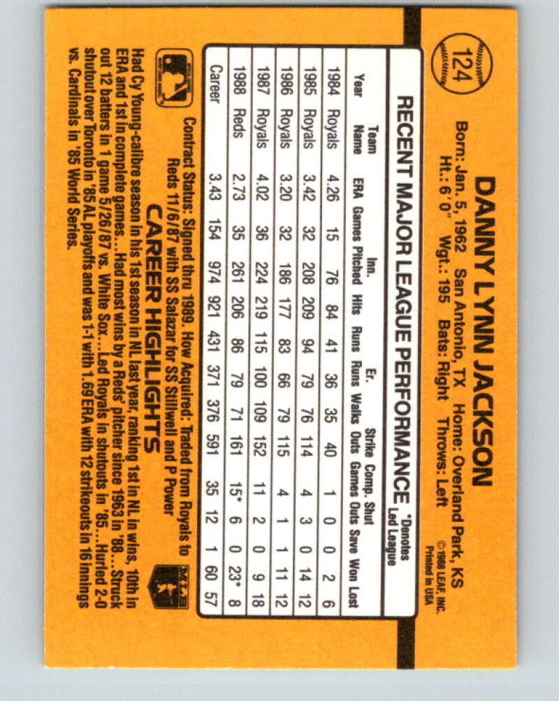 1989 Donruss #124 Danny Jackson Mint Cincinnati Reds Image 2