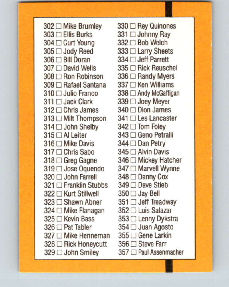 1989 Donruss #300 Checklist 248-357 Mint Checklist Image 2