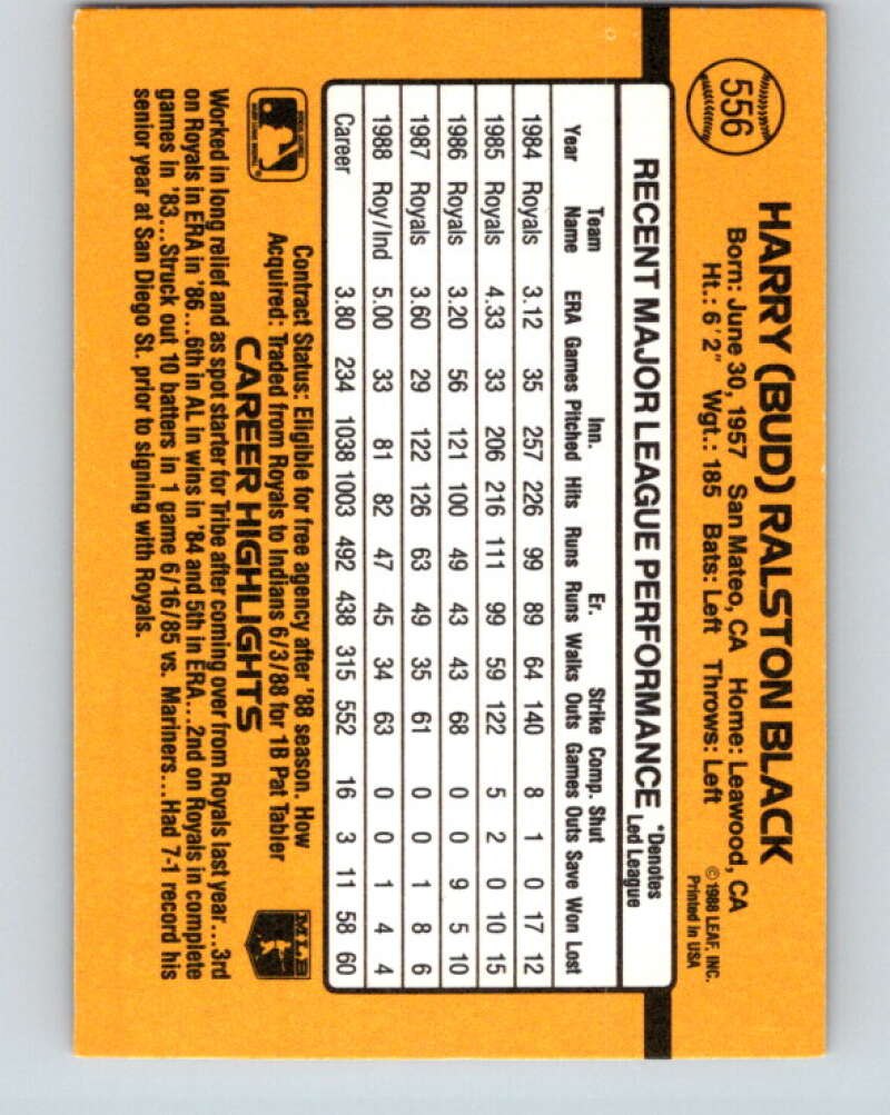 1989 Donruss #556 Bud Black DP Mint Cleveland Indians Image 2