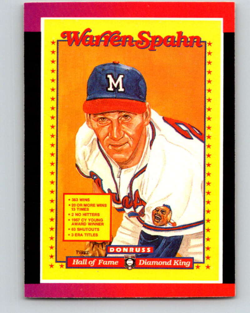 1989 Donruss #588 Warren Spahn Puzzle Mint Milwaukee Braves Image 1