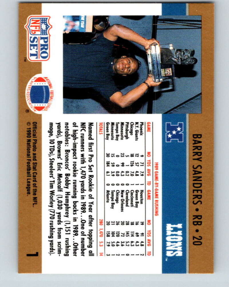 1990 Pro Set #1 Barry Sanders Mint Detroit Lions
