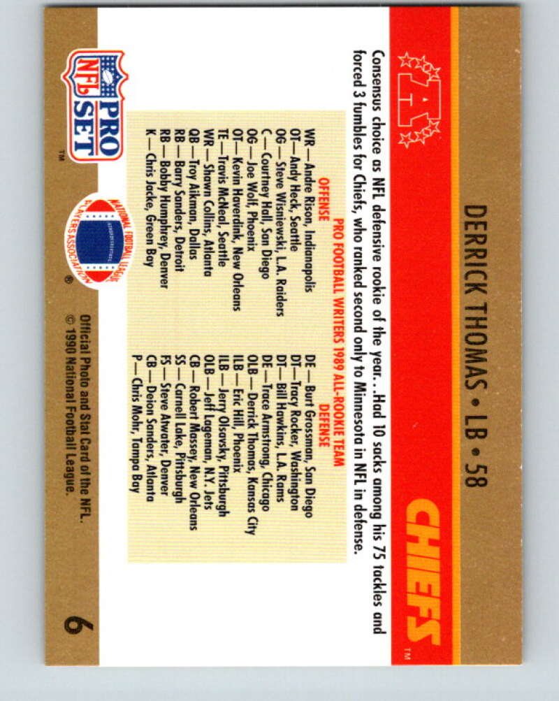 1990 Pro Set #6 Derrick Thomas Mint Kansas City Chiefs Image 2