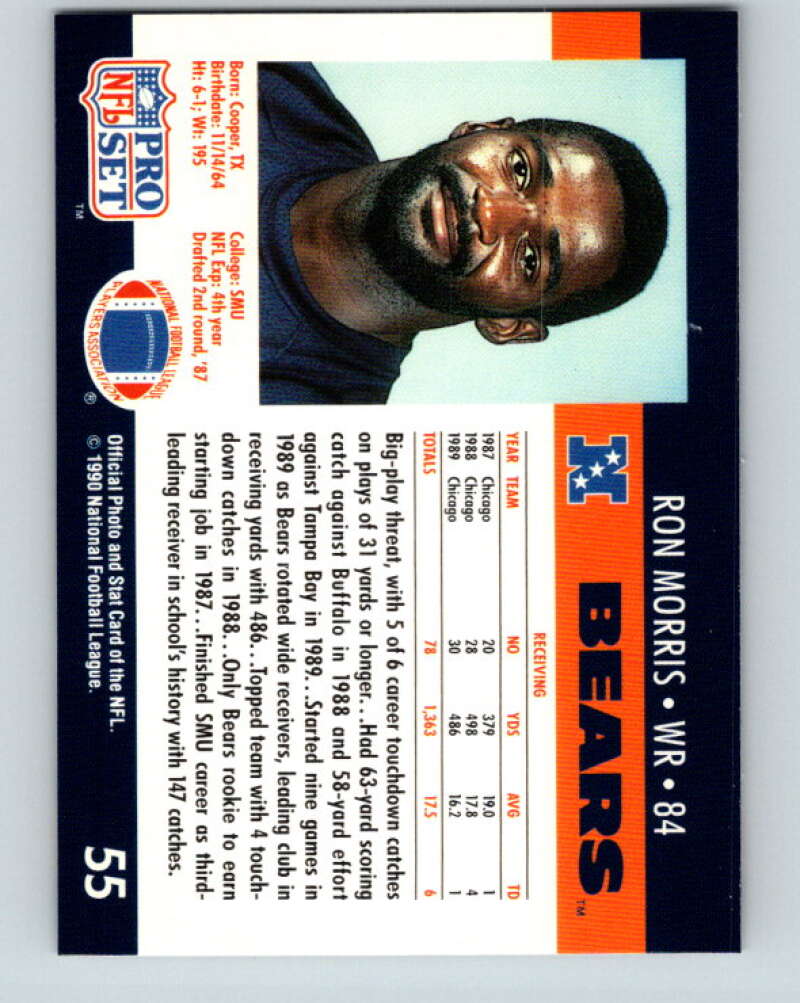 1990 Pro Set #55 Ron Morris Mint Chicago Bears Image 2