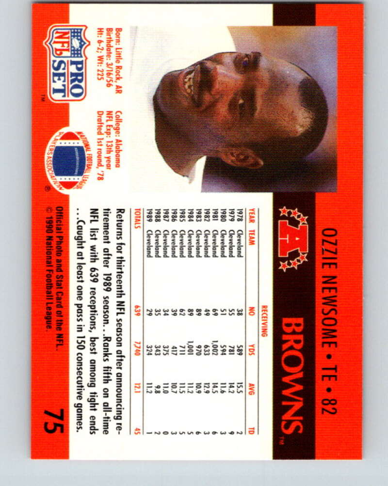 1990 Pro Set #75 Ozzie Newsome Mint Cleveland Browns Image 2