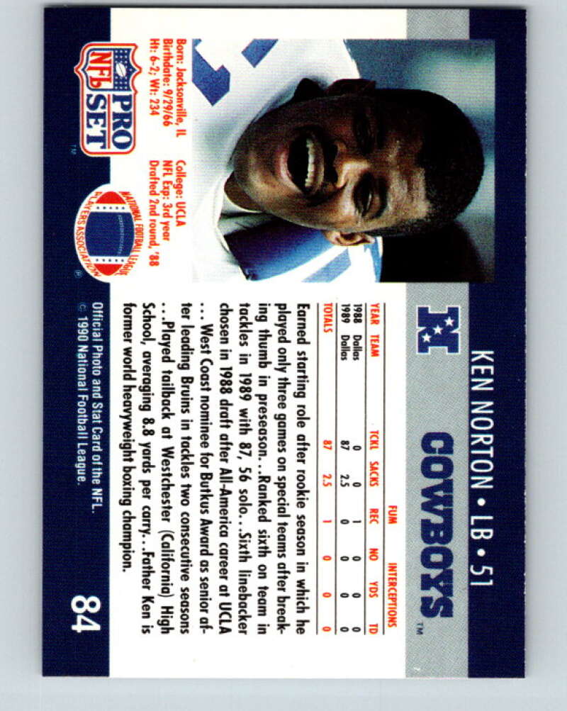 1990 Pro Set #84 Ken Norton Jr. Mint RC Rookie Dallas Cowboys