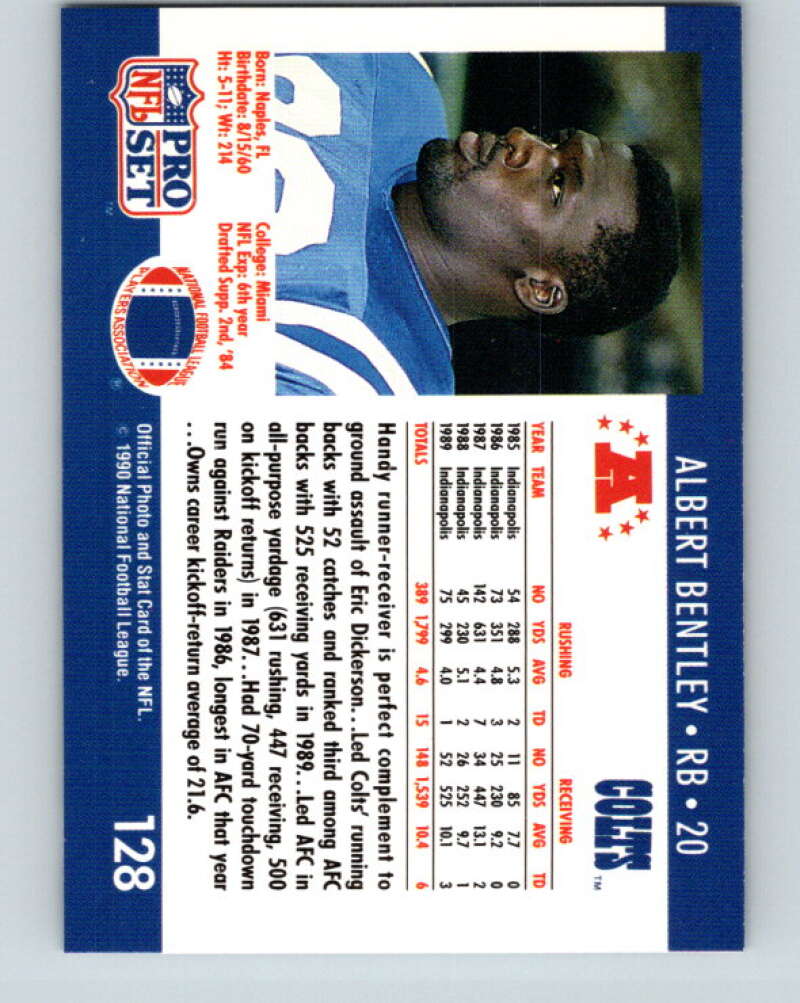 1990 Pro Set #128 Albert Bentley Mint Indianapolis Colts Image 2