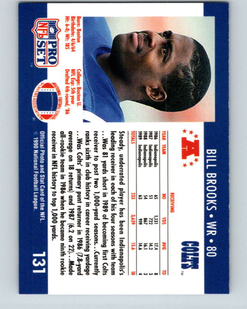 1990 Pro Set #131 Bill Brooks Mint Indianapolis Colts Image 2