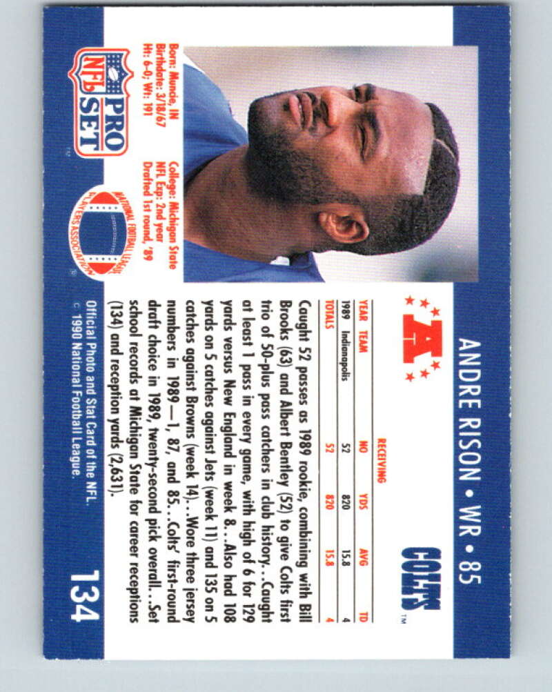 1990 Pro Set #134 Andre Rison Mint Indianapolis Colts Image 2