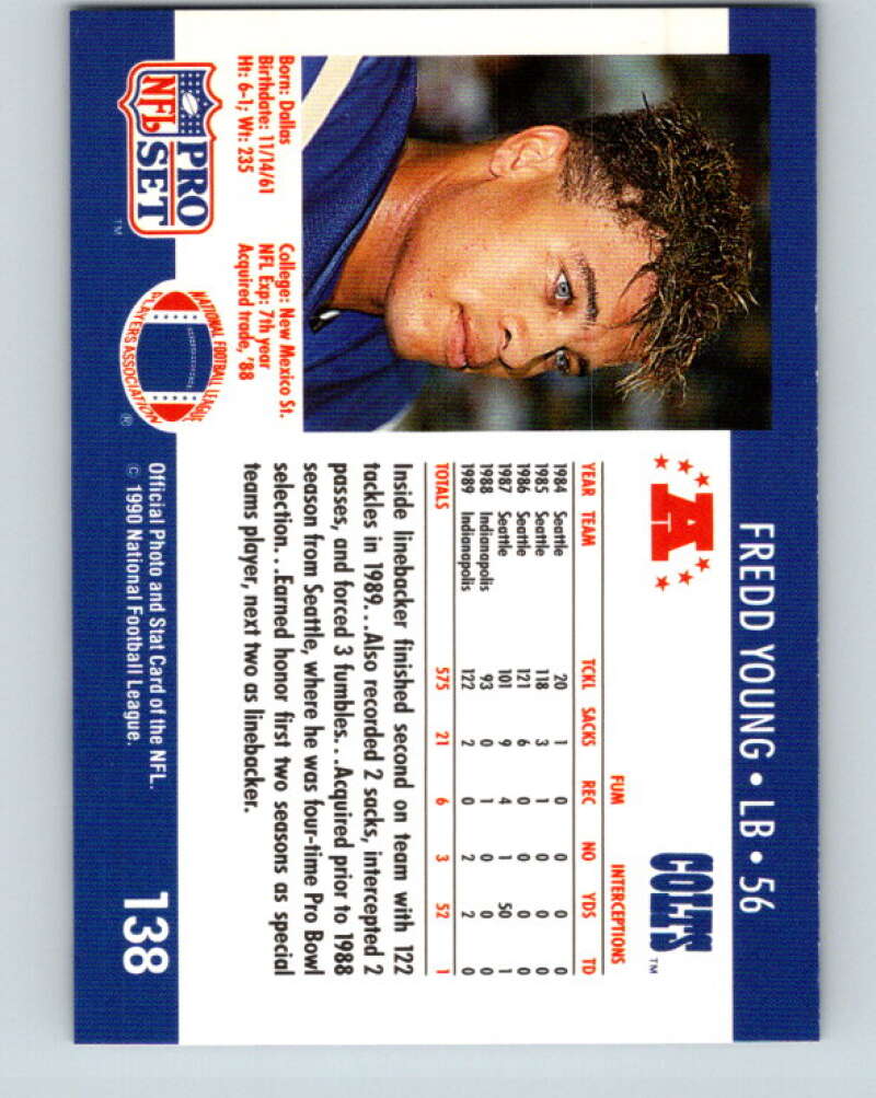 1990 Pro Set #138 Fredd Young Mint Indianapolis Colts Image 2