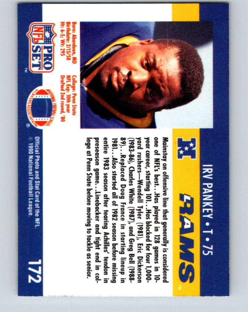 1990 Pro Set #172 Irv Pankey Mint Los Angeles Rams