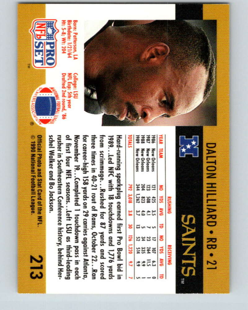 1990 Pro Set #213 Dalton Hilliard Mint New Orleans Saints