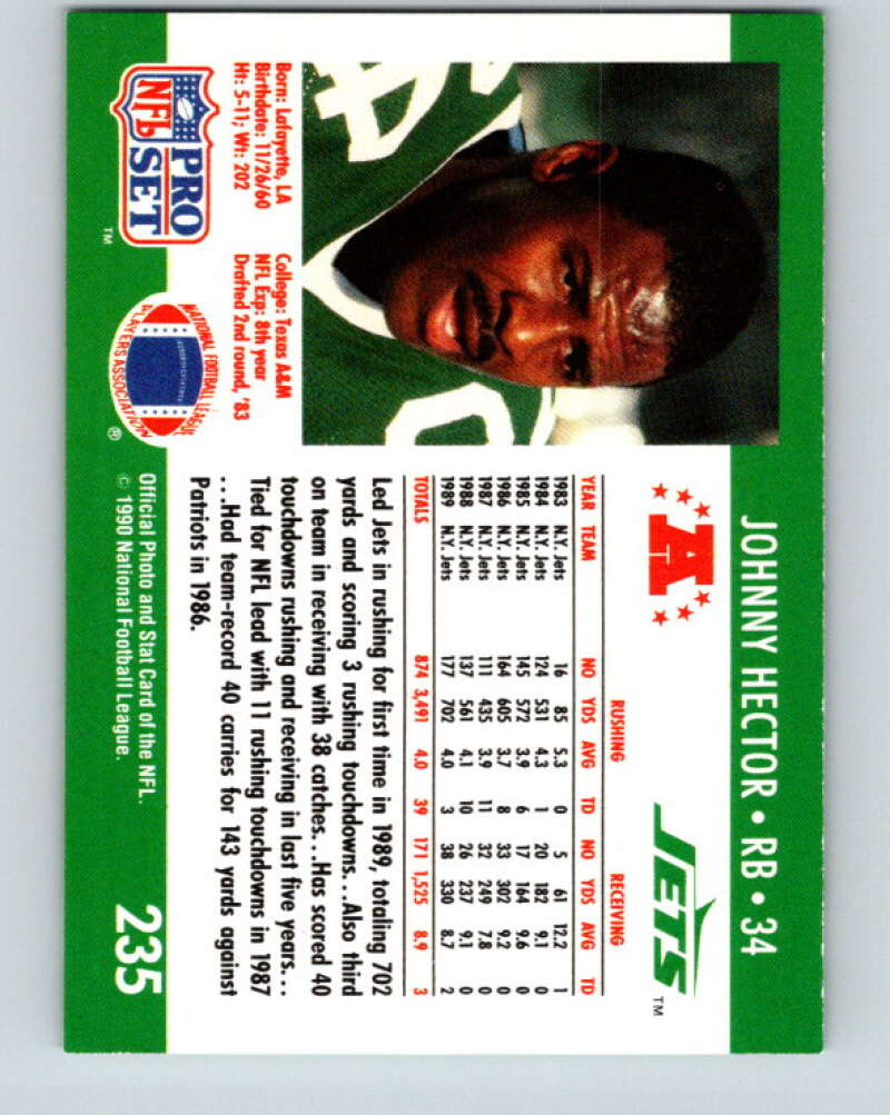 1990 Pro Set #235 Johnny Hector Mint New York Jets Image 2