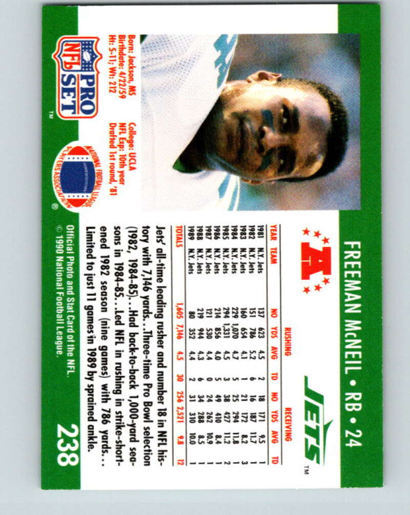 1990 Pro Set #238 Freeman McNeil Mint New York Jets Image 2