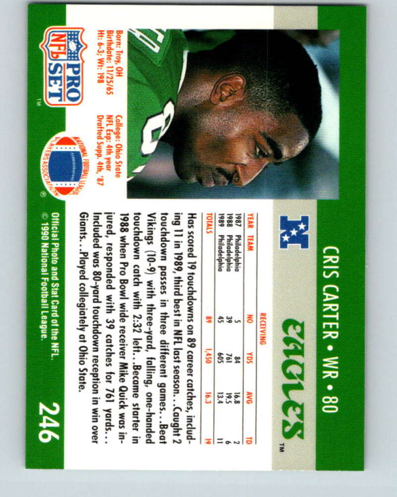 1990 Pro Set #246 Cris Carter Mint Philadelphia Eagles