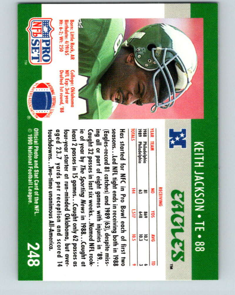 1990 Pro Set #248 Keith Jackson Mint Philadelphia Eagles Image 2