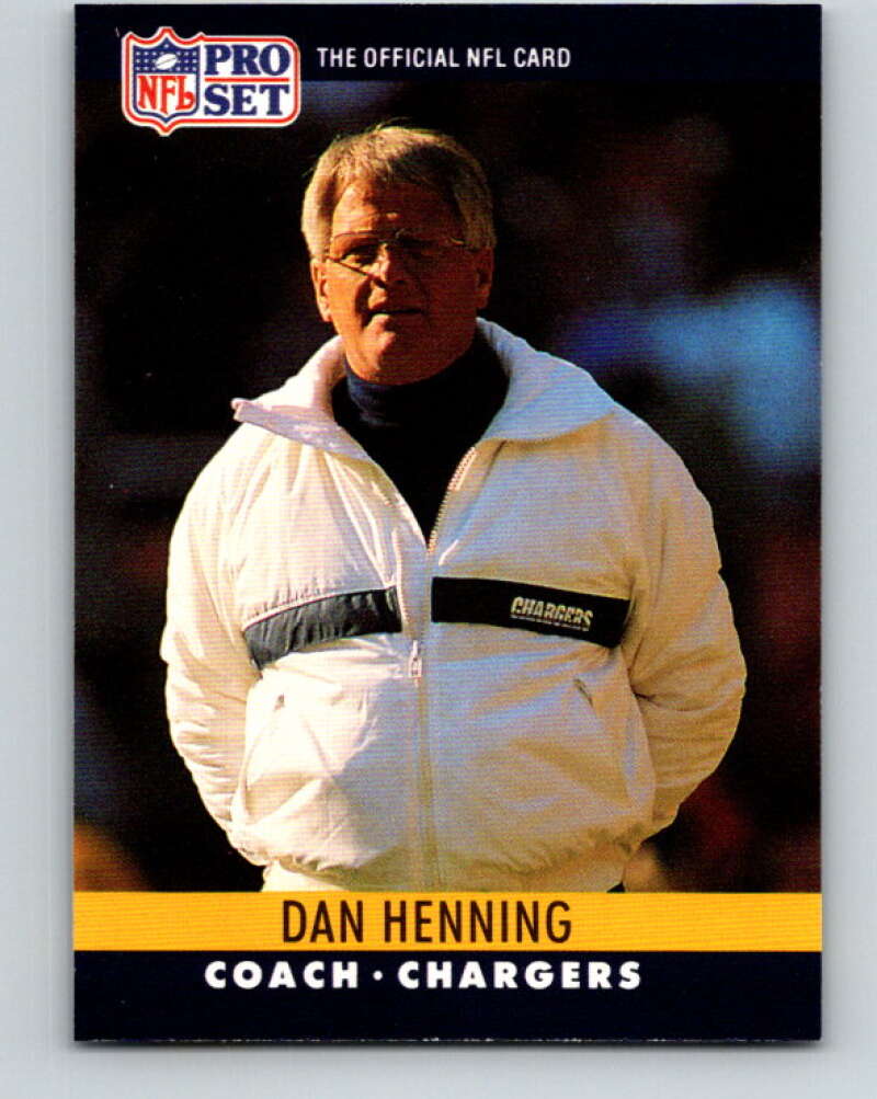 1990 Pro Set #283 Dan Henning Mint San Diego Chargers Image 1