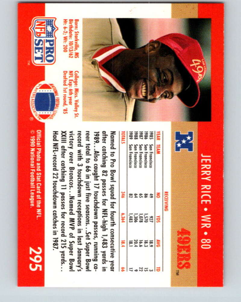 1990 Pro Set #295 Jerry Rice Mint San Francisco 49ers