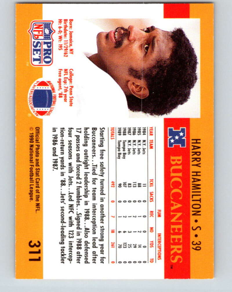 1990 Pro Set #311 Harry Hamilton Mint Tampa Bay Buccaneers Image 2