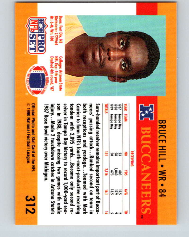 1990 Pro Set #312 Bruce Hill Mint Tampa Bay Buccaneers Image 2