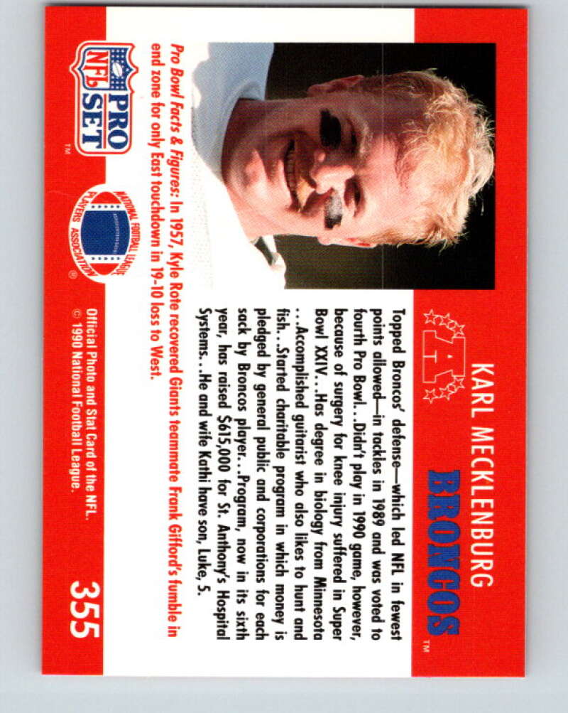 1990 Pro Set #354 Erik McMillan Mint New York Jets Image 2