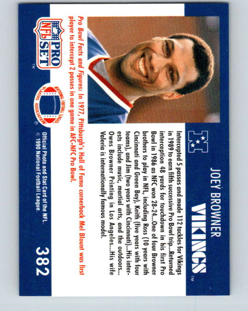 1990 Pro Set #382 Joey Browner Mint Minnesota Vikings Image 2