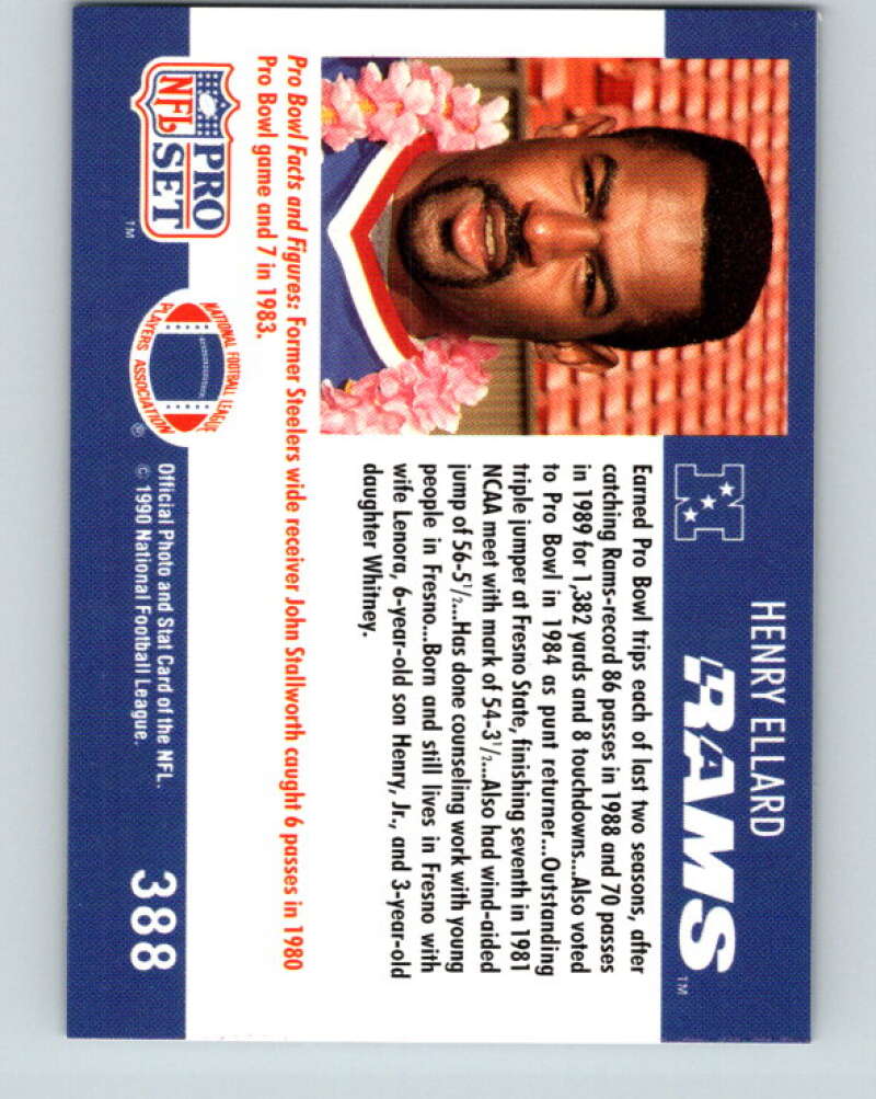 1990 Pro Set #388 Henry Ellard Mint Los Angeles Rams Image 2