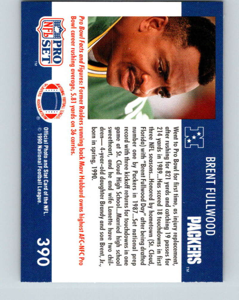 1990 Pro Set #390 Brent Fullwood Mint Green Bay Packers