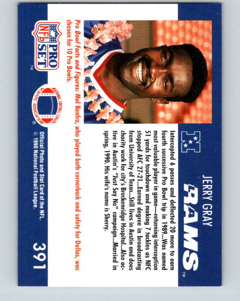 1990 Pro Set #391 Jerry Gray Mint Los Angeles Rams Image 2