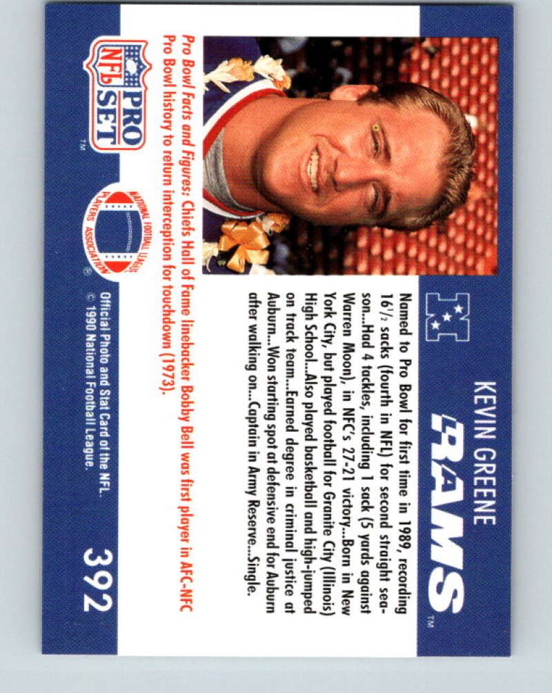 1990 Pro Set #392 Kevin Greene Mint Los Angeles Rams Image 2