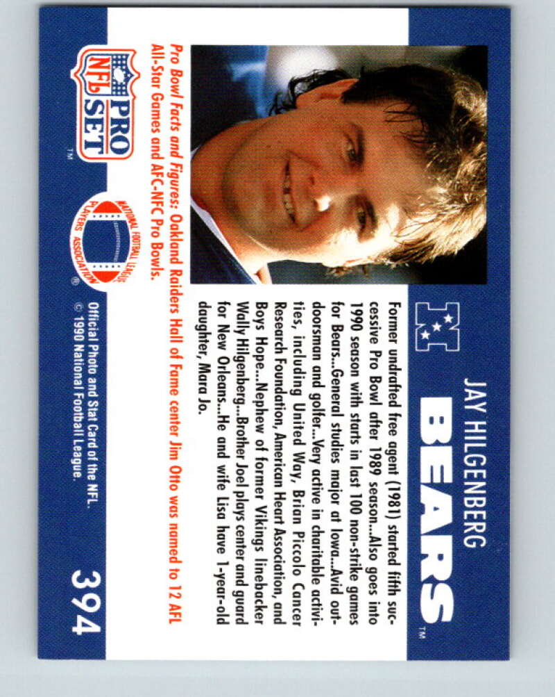 1990 Pro Set #394 Jay Hilgenberg Mint Chicago Bears Image 2