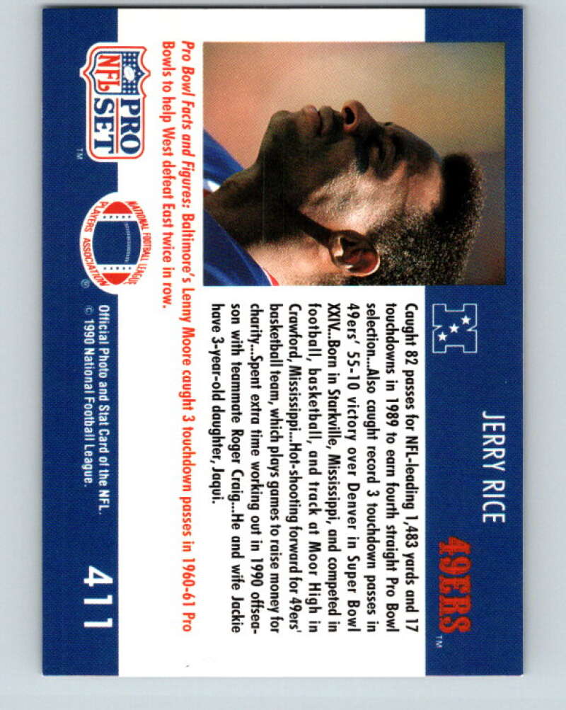 1990 Pro Set #411 Jerry Rice Mint San Francisco 49ers Image 2