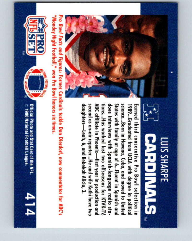 1990 Pro Set #414 Luis Sharpe Mint Phoenix Cardinals Image 2
