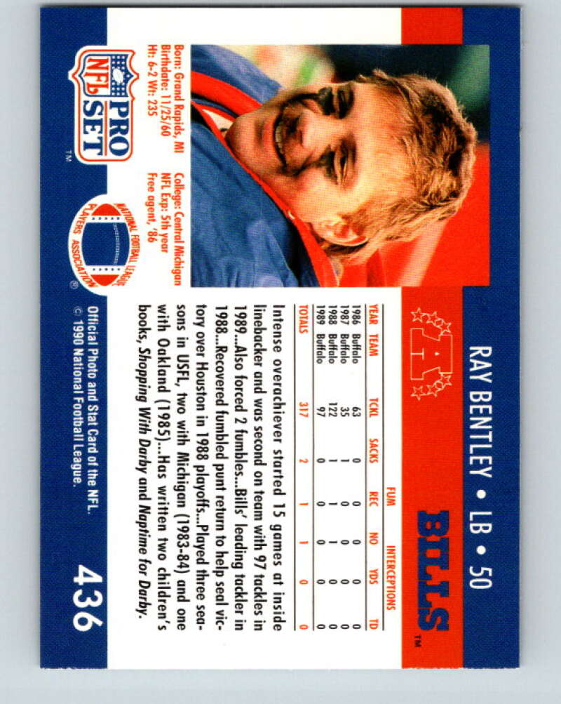 1990 Pro Set #436 Ray Bentley Mint Buffalo Bills Image 2