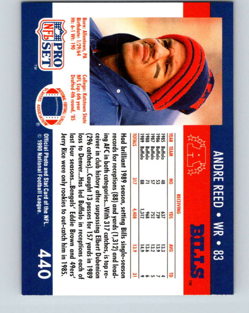 1990 Pro Set #440 Andre Reed Mint Buffalo Bills Image 2