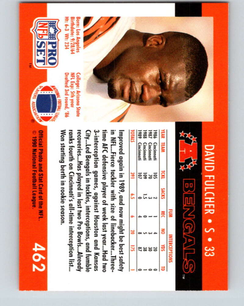 1990 Pro Set #462 David Fulcher Mint Cincinnati Bengals Image 2