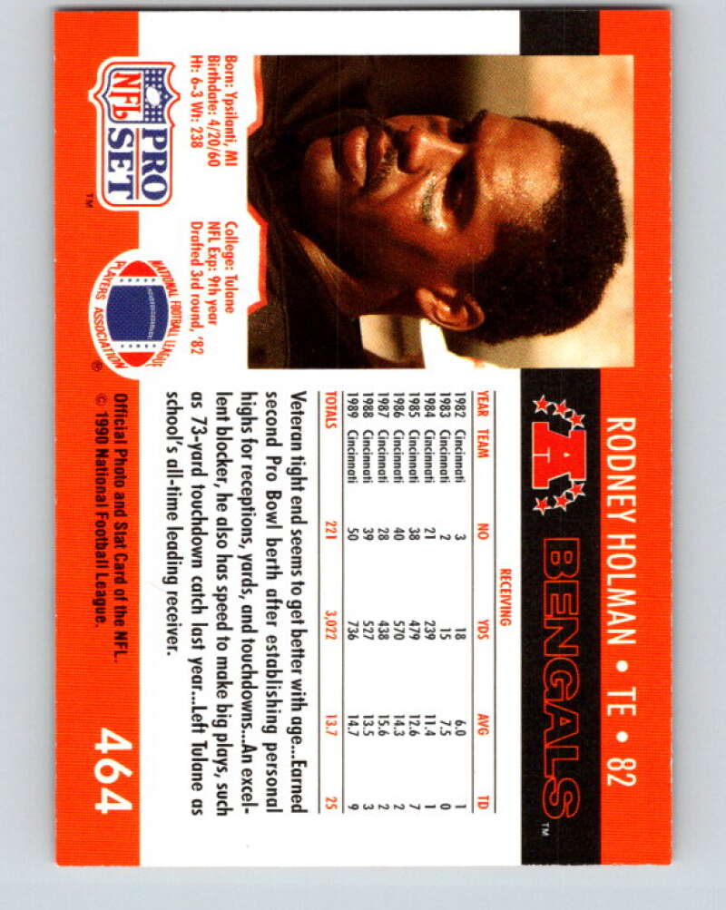 1990 Pro Set #464 Rodney Holman Mint Cincinnati Bengals Image 2