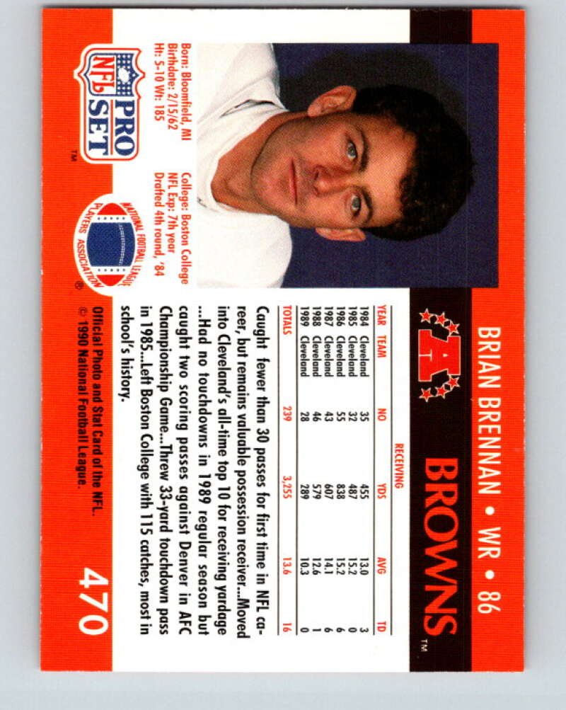 1990 Pro Set #470 Brian Brennan Mint Cleveland Browns Image 2