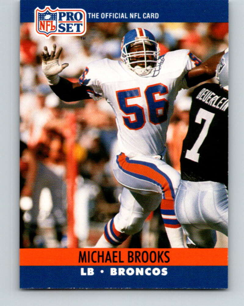 1990 Pro Set #485 Michael Brooks Mint RC Rookie Denver Broncos Image 1