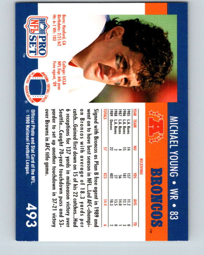 1990 Pro Set #493 Michael Young Mint RC Rookie Denver Broncos