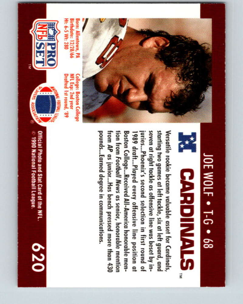 1990 Pro Set #620 Joe Wolf Mint Phoenix Cardinals Image 2