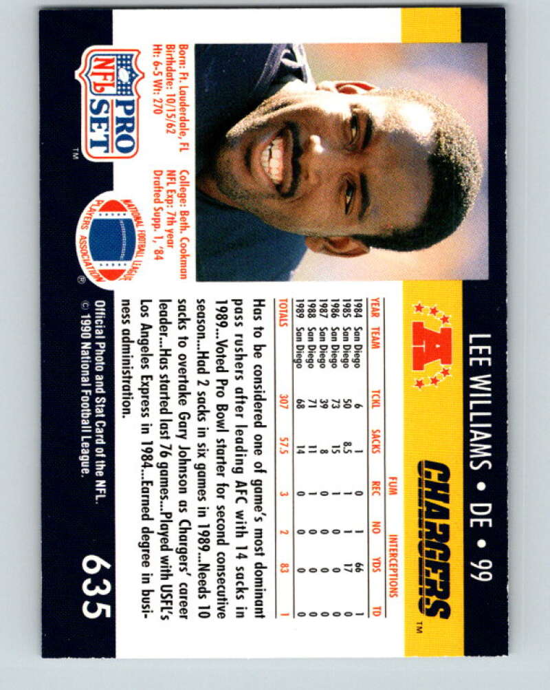 1990 Pro Set #635 Lee Williams Mint San Diego Chargers Image 2