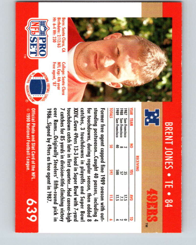 1990 Pro Set #639 Brent Jones Mint RC Rookie San Francisco 49ers