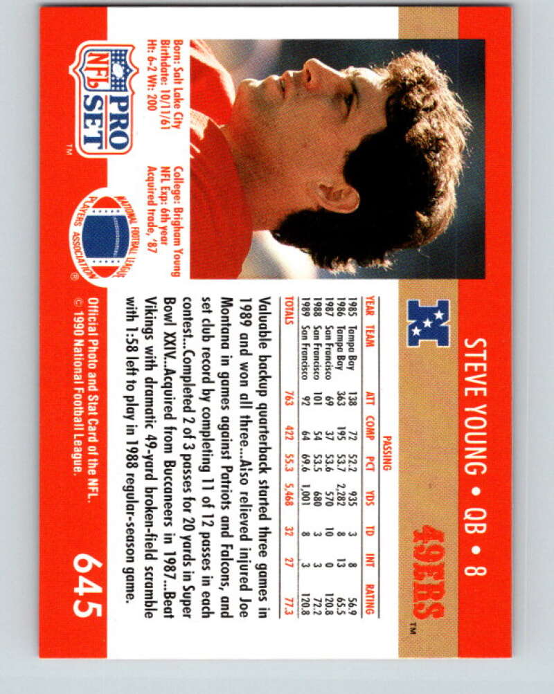 1990 Pro Set #645 Steve Young Mint San Francisco 49ers