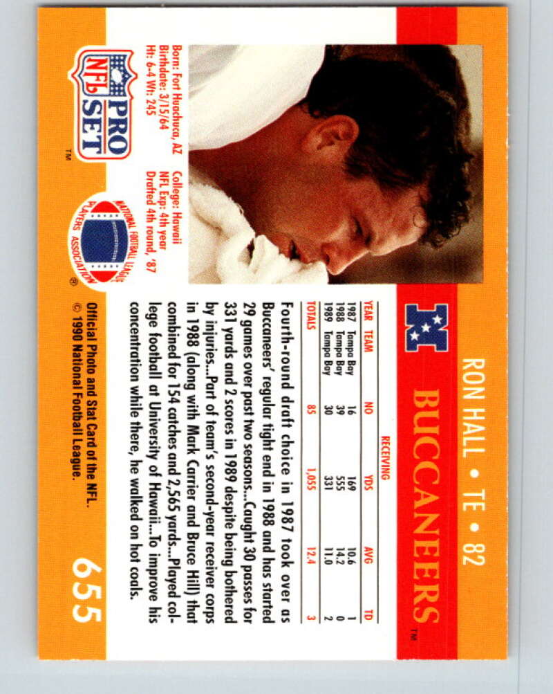 1990 Pro Set #655 Ron Hall Mint Tampa Bay Buccaneers Image 2